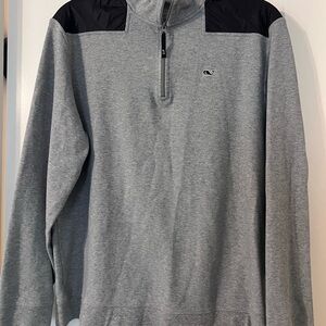 Vineyard Vines Gray and Black Zip-Up Sweater